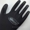 NMSAFETY black PU palm coated work gloves CE 4131X